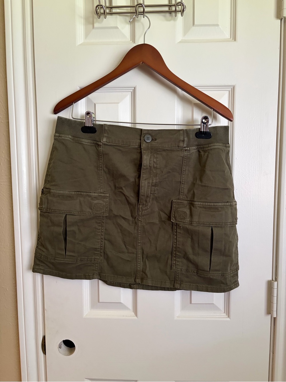 Olive Green Cargo Mini Skirt